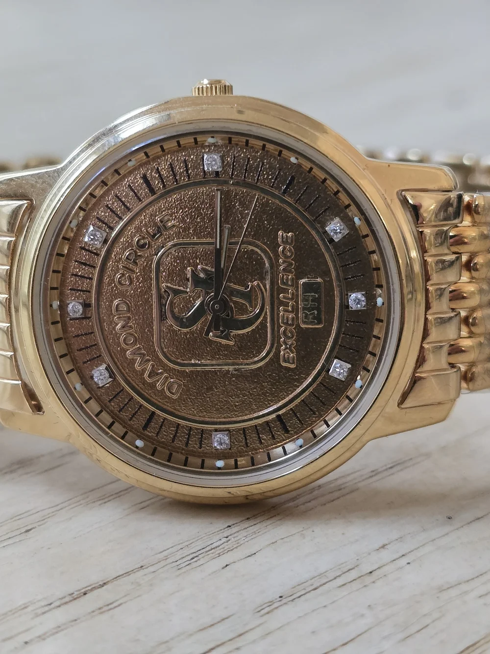 Gold Tone Men’s Analog Watch with Crystal Accents